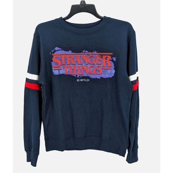 Netflix Stranger Things Sweatshirt Women Size M Pullover Graphic Print Logo Cozy - Picture 1 of 8